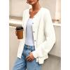 imagePRETTYGARDEN Fall Long Sleeve Cardigans for Women Trendy 2025 Open Front Winter Button Down Crewneck Soft Knit Sweater JacketWhite