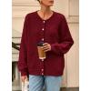 imagePRETTYGARDEN Fall Long Sleeve Cardigans for Women Trendy 2025 Open Front Winter Button Down Crewneck Soft Knit Sweater JacketWine Red