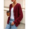 imagePRETTYGARDEN Fall Long Sleeve Cardigans for Women Trendy 2025 Open Front Winter Button Down Crewneck Soft Knit Sweater JacketWine Red