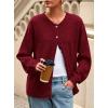 imagePRETTYGARDEN Fall Long Sleeve Cardigans for Women Trendy 2025 Open Front Winter Button Down Crewneck Soft Knit Sweater JacketWine Red