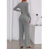imagePRETTYGARDEN Jumpsuits for Women Dressy Casual 2025 Fall One Piece Outfits Long Sleeve Crew Neck Wide Leg Pants RompersGrey