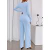 imagePRETTYGARDEN Jumpsuits for Women Dressy Casual 2025 Fall One Piece Outfits Long Sleeve Crew Neck Wide Leg Pants RompersLight Blue