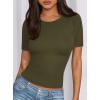 imagePRETTYGARDEN Women 2025 Summer Crew Neck Short Sleeve Tops Ribbed Knit Slim Fit Fashion Basic Tee Shirts Casual Going Out TopArmy Green