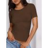 imagePRETTYGARDEN Women 2025 Summer Crew Neck Short Sleeve Tops Ribbed Knit Slim Fit Fashion Basic Tee Shirts Casual Going Out TopCoffee