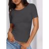 imagePRETTYGARDEN Women 2025 Summer Crew Neck Short Sleeve Tops Ribbed Knit Slim Fit Fashion Basic Tee Shirts Casual Going Out TopDark Grey