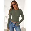 imagePRETTYGARDEN Women 2025 Summer Fall Long Sleeve Shirts Ribbed Crewneck Fitted Basic Tee Going Out Tops Casual Workout OutfitsArmy Green