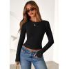 imagePRETTYGARDEN Women 2025 Summer Fall Long Sleeve Shirts Ribbed Crewneck Fitted Basic Tee Going Out Tops Casual Workout OutfitsBlack