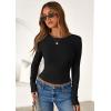 imagePRETTYGARDEN Women 2025 Summer Fall Long Sleeve Shirts Ribbed Crewneck Fitted Basic Tee Going Out Tops Casual Workout OutfitsBlack