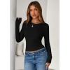 imagePRETTYGARDEN Women 2025 Summer Fall Long Sleeve Shirts Ribbed Crewneck Fitted Basic Tee Going Out Tops Casual Workout OutfitsBlack