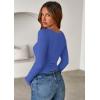 imagePRETTYGARDEN Women 2025 Summer Fall Long Sleeve Shirts Ribbed Crewneck Fitted Basic Tee Going Out Tops Casual Workout OutfitsBlue