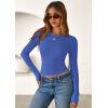 imagePRETTYGARDEN Women 2025 Summer Fall Long Sleeve Shirts Ribbed Crewneck Fitted Basic Tee Going Out Tops Casual Workout OutfitsBlue