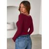 imagePRETTYGARDEN Women 2025 Summer Fall Long Sleeve Shirts Ribbed Crewneck Fitted Basic Tee Going Out Tops Casual Workout OutfitsBurgundy