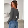 imagePRETTYGARDEN Women 2025 Summer Fall Long Sleeve Shirts Ribbed Crewneck Fitted Basic Tee Going Out Tops Casual Workout OutfitsCharcoal