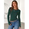 imagePRETTYGARDEN Women 2025 Summer Fall Long Sleeve Shirts Ribbed Crewneck Fitted Basic Tee Going Out Tops Casual Workout OutfitsDark Green