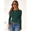 imagePRETTYGARDEN Women 2025 Summer Fall Long Sleeve Shirts Ribbed Crewneck Fitted Basic Tee Going Out Tops Casual Workout OutfitsDark Green