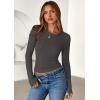 imagePRETTYGARDEN Women 2025 Summer Fall Long Sleeve Shirts Ribbed Crewneck Fitted Basic Tee Going Out Tops Casual Workout OutfitsDark Grey