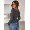 imagePRETTYGARDEN Women 2025 Summer Fall Long Sleeve Shirts Ribbed Crewneck Fitted Basic Tee Going Out Tops Casual Workout OutfitsDark Grey