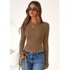 imagePRETTYGARDEN Women 2025 Summer Fall Long Sleeve Shirts Ribbed Crewneck Fitted Basic Tee Going Out Tops Casual Workout OutfitsDark Khaki