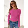 imagePRETTYGARDEN Women 2025 Summer Fall Long Sleeve Shirts Ribbed Crewneck Fitted Basic Tee Going Out Tops Casual Workout OutfitsHot Pink