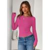 imagePRETTYGARDEN Women 2025 Summer Fall Long Sleeve Shirts Ribbed Crewneck Fitted Basic Tee Going Out Tops Casual Workout OutfitsHot Pink