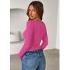 imagePRETTYGARDEN Women 2025 Summer Fall Long Sleeve Shirts Ribbed Crewneck Fitted Basic Tee Going Out Tops Casual Workout OutfitsHot Pink