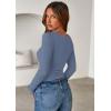 imagePRETTYGARDEN Women 2025 Summer Fall Long Sleeve Shirts Ribbed Crewneck Fitted Basic Tee Going Out Tops Casual Workout OutfitsLight Dusty Blue