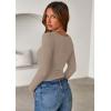 imagePRETTYGARDEN Women 2025 Summer Fall Long Sleeve Shirts Ribbed Crewneck Fitted Basic Tee Going Out Tops Casual Workout OutfitsLight Khaki