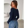 imagePRETTYGARDEN Women 2025 Summer Fall Long Sleeve Shirts Ribbed Crewneck Fitted Basic Tee Going Out Tops Casual Workout OutfitsNavy Blue