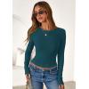 imagePRETTYGARDEN Women 2025 Summer Fall Long Sleeve Shirts Ribbed Crewneck Fitted Basic Tee Going Out Tops Casual Workout OutfitsPeacock Blue