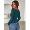 imagePRETTYGARDEN Women 2025 Summer Fall Long Sleeve Shirts Ribbed Crewneck Fitted Basic Tee Going Out Tops Casual Workout OutfitsPeacock Blue
