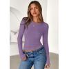 imagePRETTYGARDEN Women 2025 Summer Fall Long Sleeve Shirts Ribbed Crewneck Fitted Basic Tee Going Out Tops Casual Workout OutfitsPurple