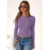 imagePRETTYGARDEN Women 2025 Summer Fall Long Sleeve Shirts Ribbed Crewneck Fitted Basic Tee Going Out Tops Casual Workout OutfitsPurple