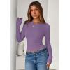 imagePRETTYGARDEN Women 2025 Summer Fall Long Sleeve Shirts Ribbed Crewneck Fitted Basic Tee Going Out Tops Casual Workout OutfitsPurple