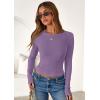 imagePRETTYGARDEN Women 2025 Summer Fall Long Sleeve Shirts Ribbed Crewneck Fitted Basic Tee Going Out Tops Casual Workout OutfitsPurple