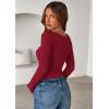 imagePRETTYGARDEN Women 2025 Summer Fall Long Sleeve Shirts Ribbed Crewneck Fitted Basic Tee Going Out Tops Casual Workout OutfitsRed