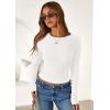 imagePRETTYGARDEN Women 2025 Summer Fall Long Sleeve Shirts Ribbed Crewneck Fitted Basic Tee Going Out Tops Casual Workout OutfitsWhite