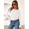 imagePRETTYGARDEN Women 2025 Summer Fall Long Sleeve Shirts Ribbed Crewneck Fitted Basic Tee Going Out Tops Casual Workout OutfitsWhite
