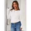 imagePRETTYGARDEN Women 2025 Summer Fall Long Sleeve Shirts Ribbed Crewneck Fitted Basic Tee Going Out Tops Casual Workout OutfitsWhite