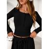 imagePRETTYGARDEN Womens 2025 Fall Trendy 2 Piece Outfits Lounge Sets Long Sleeve Top Henley Shirts Wide Leg Pants Travel ClothesBlack