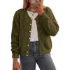 imagePRETTYGARDEN Fall Long Sleeve Cardigans for Women Trendy 2025 Open Front Winter Button Down Crewneck Soft Knit Sweater JacketArmy Green