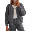 imagePRETTYGARDEN Fall Long Sleeve Cardigans for Women Trendy 2025 Open Front Winter Button Down Crewneck Soft Knit Sweater JacketGrey