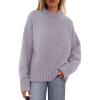 imagePRETTYGARDEN Womens Sweaters Fall 2025 Trendy Casual Crewneck Long Sleeve Cozy Knit Pullover Sweater Tops Winter ClothingGrey Purple
