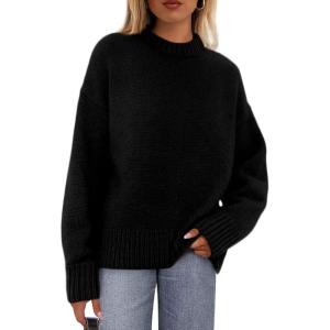 imagePRETTYGARDEN Womens Sweaters Fall 2025 Trendy Casual Crewneck Long Sleeve Cozy Knit Pullover Sweater Tops Winter ClothingBlack