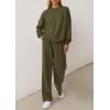 imagePRETTYGARDEN 2 Piece Sets For Women Fall Trendy Long Sleeve Sweatshirt Wide Leg Pants Loungewear Set Matching SweatsuitArmy Green