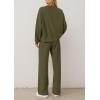 imagePRETTYGARDEN 2 Piece Sets For Women Fall Trendy Long Sleeve Sweatshirt Wide Leg Pants Loungewear Set Matching SweatsuitArmy Green
