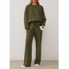 imagePRETTYGARDEN 2 Piece Sets For Women Fall Trendy Long Sleeve Sweatshirt Wide Leg Pants Loungewear Set Matching SweatsuitArmy Green