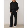 imagePRETTYGARDEN 2 Piece Sets For Women Fall Trendy Long Sleeve Sweatshirt Wide Leg Pants Loungewear Set Matching SweatsuitBlack
