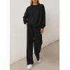 imagePRETTYGARDEN 2 Piece Sets For Women Fall Trendy Long Sleeve Sweatshirt Wide Leg Pants Loungewear Set Matching SweatsuitBlack