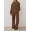 imagePRETTYGARDEN 2 Piece Sets For Women Fall Trendy Long Sleeve Sweatshirt Wide Leg Pants Loungewear Set Matching SweatsuitBrown