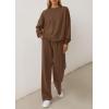 imagePRETTYGARDEN 2 Piece Sets For Women Fall Trendy Long Sleeve Sweatshirt Wide Leg Pants Loungewear Set Matching SweatsuitBrown